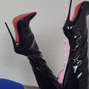 High heels boots latex | botas de latex | tacon alto de 16 cm | ballet-boots-black
